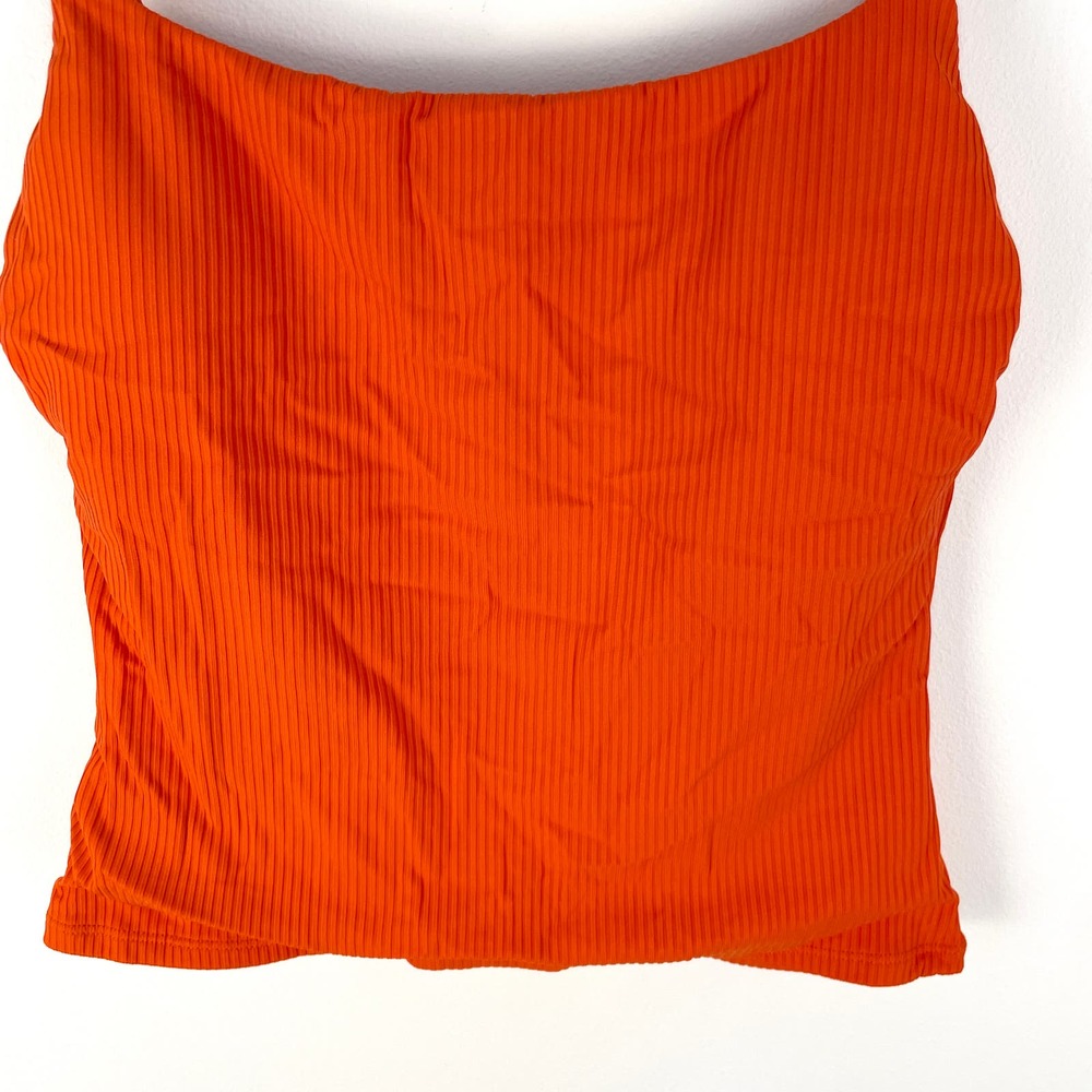 Andie The Longline Tank Tankini In Ribbed Siren Orange Size Small New - Picture 4 of 10